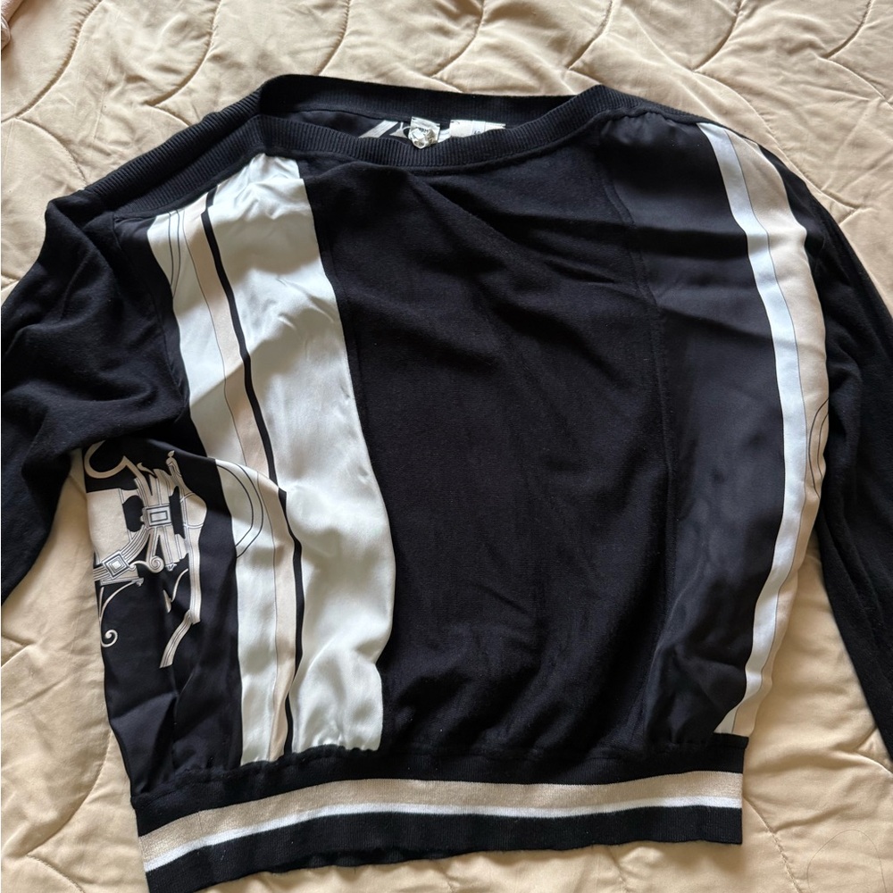 Black and White Striped Long Sleeve Top